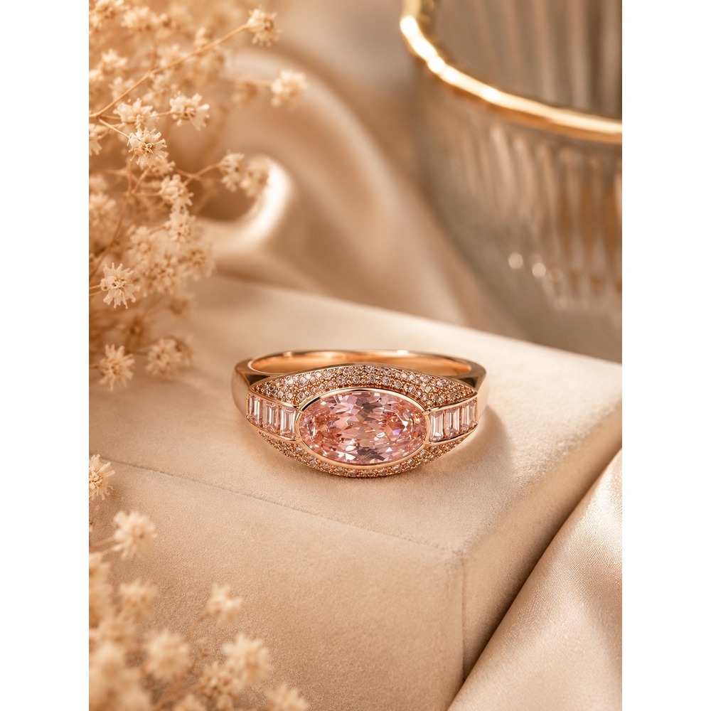 Bomb Party An Ocean of Glam Ring Rose Gold Plated Rose Quartz CZ Size 7 RG11912